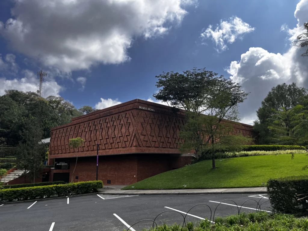 Brick facade of the Museo Ixchel, with its zigzag pattern, in Guatemala City
